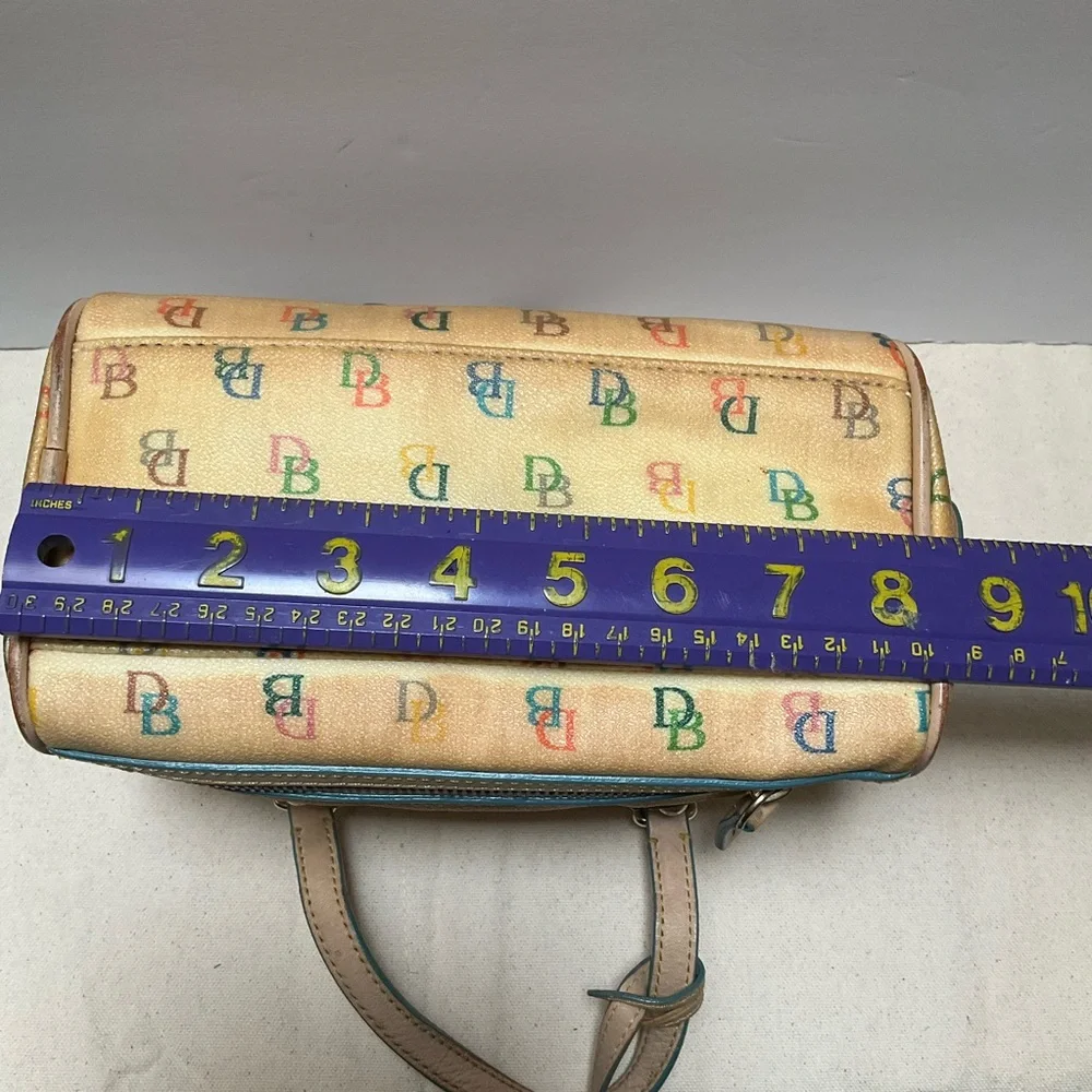 Dooney and Bourke Rainbow Bowler Canvas Y2K Vintage Boston Bag Yellow Mini Dome